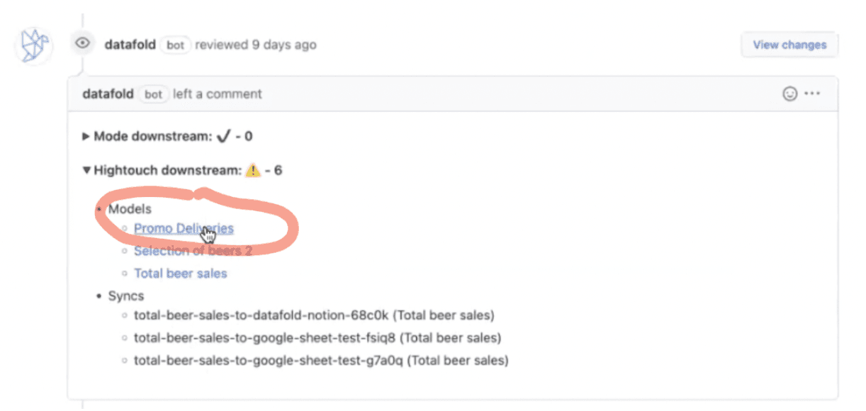 image of data diff reporting on Hightouch syncs