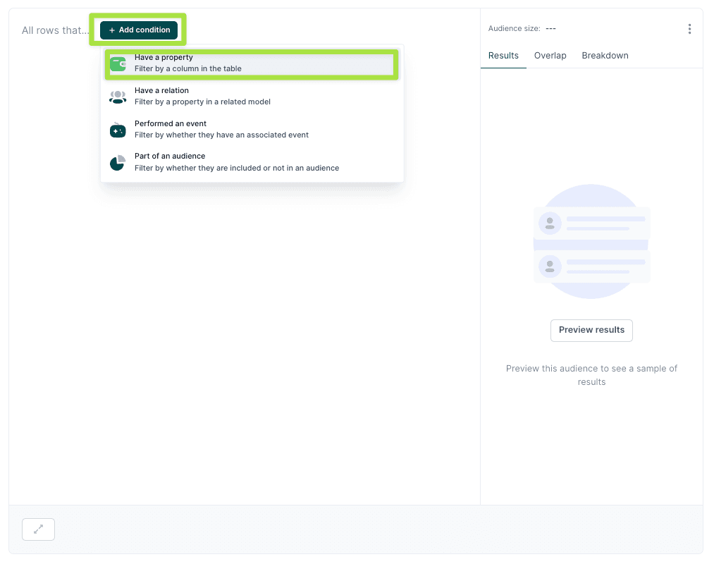 Selecting the condition logic