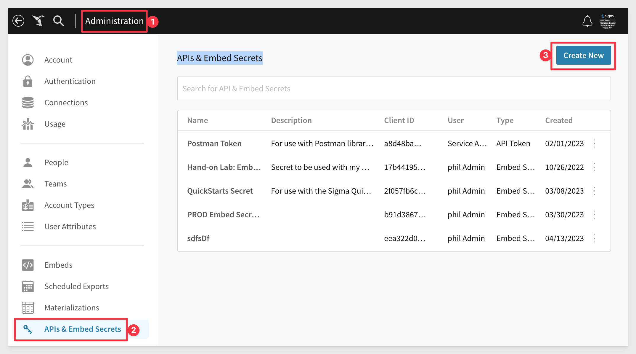 Sigma APIs and embed secrets