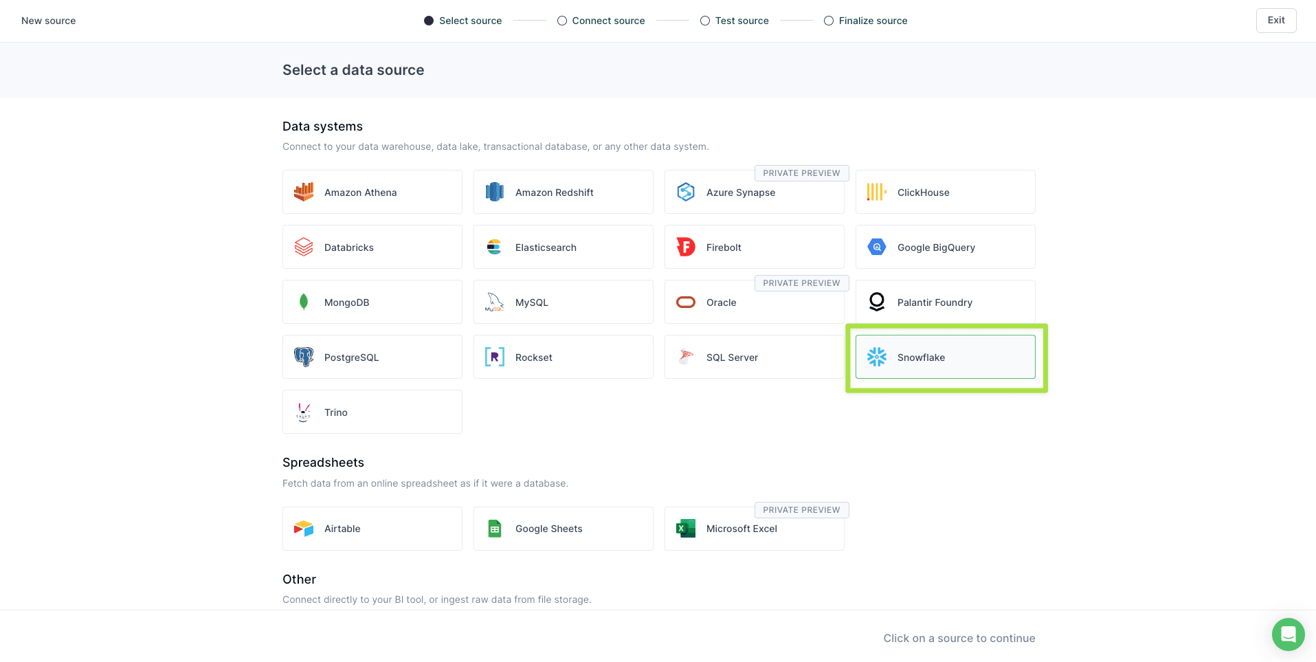 Select a data source