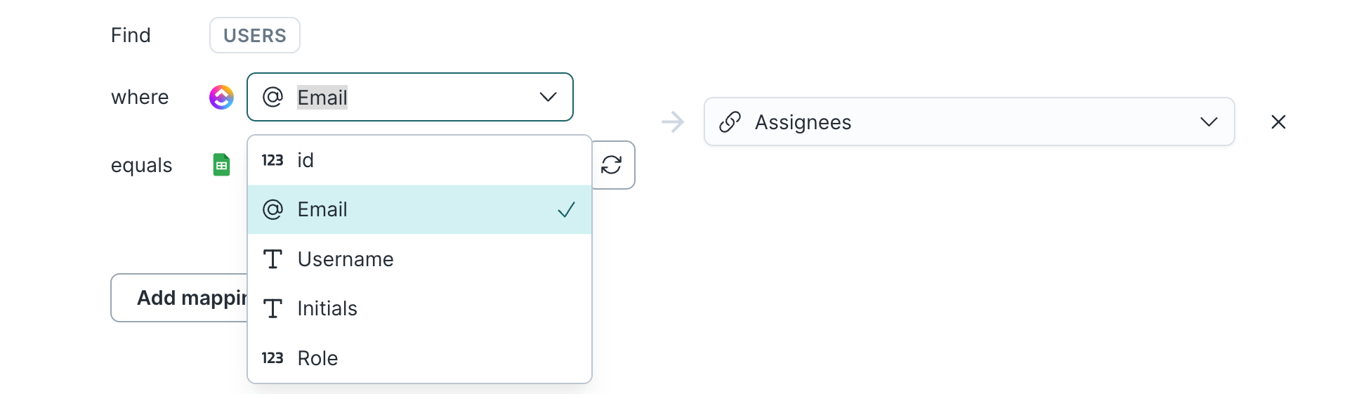 Field mapping in the Hightouch UI