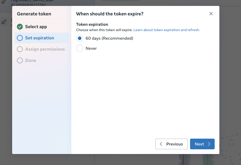 Screenshot of the Facebook Business account UI