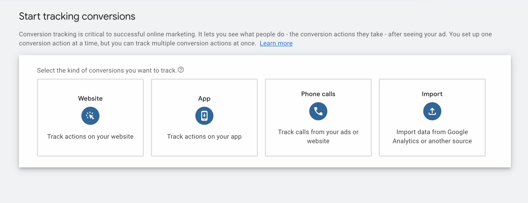 Setting up conversion action