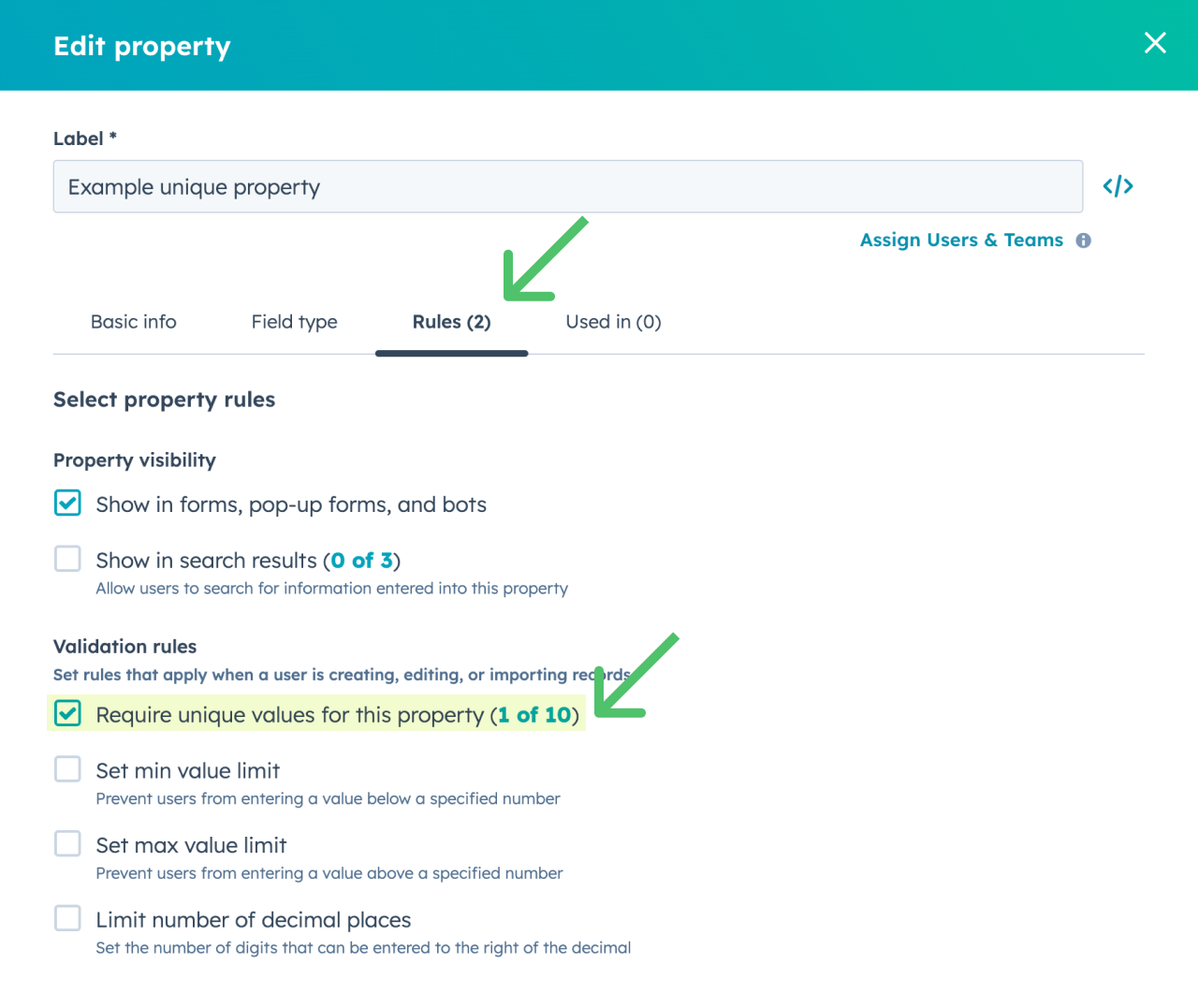 Inspecting a property's uniqueness