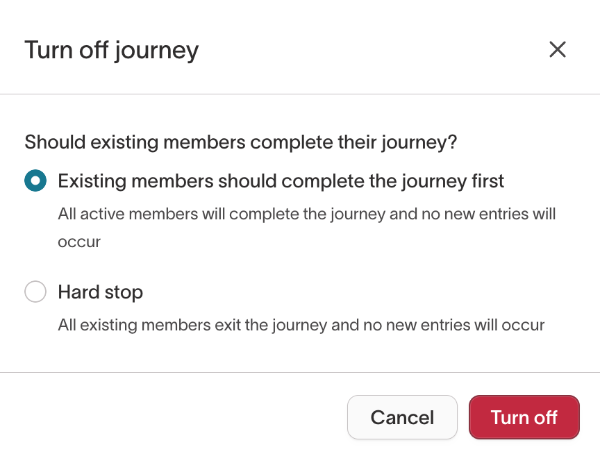 Turn off journey modal