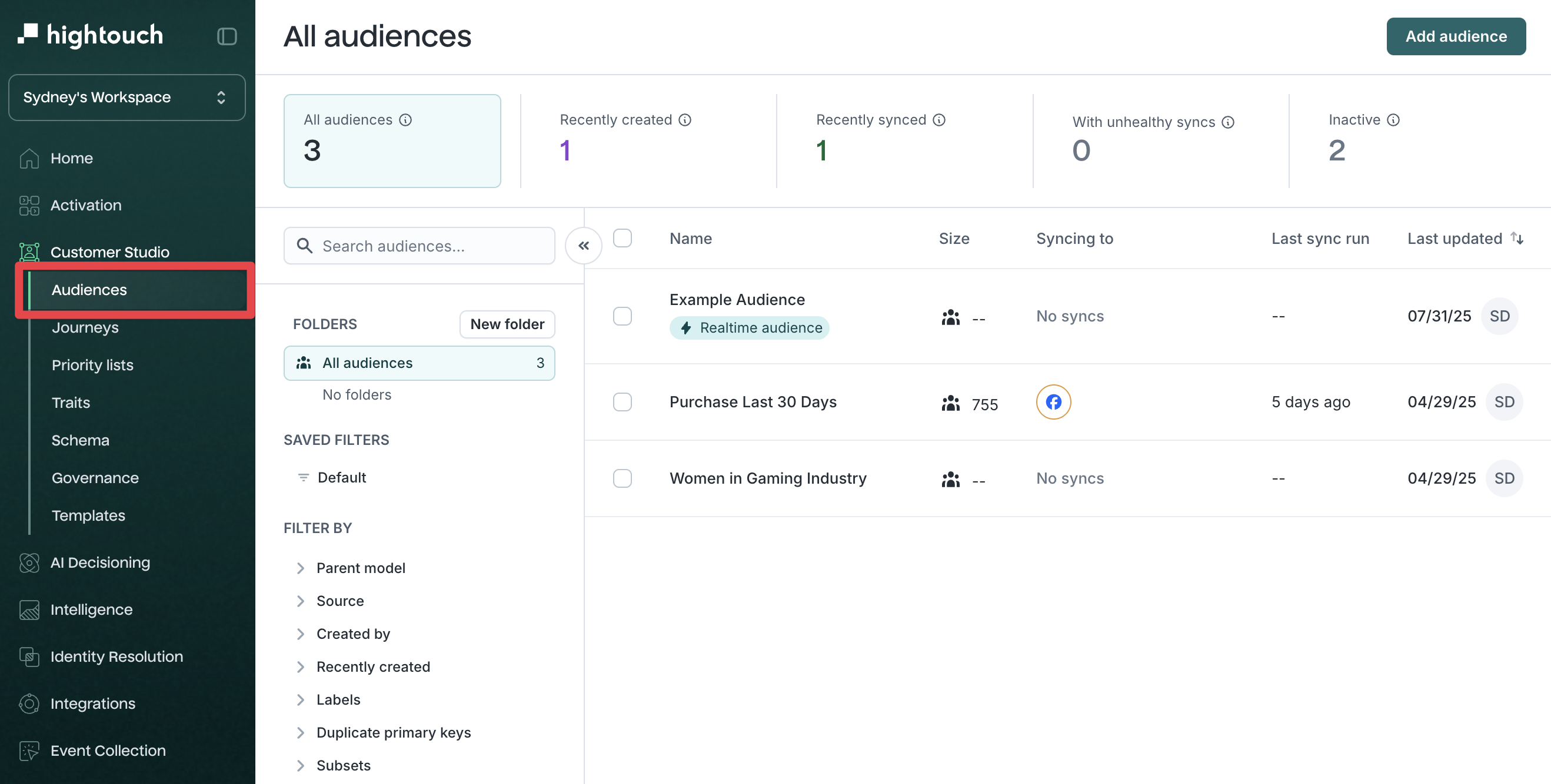 Audience page