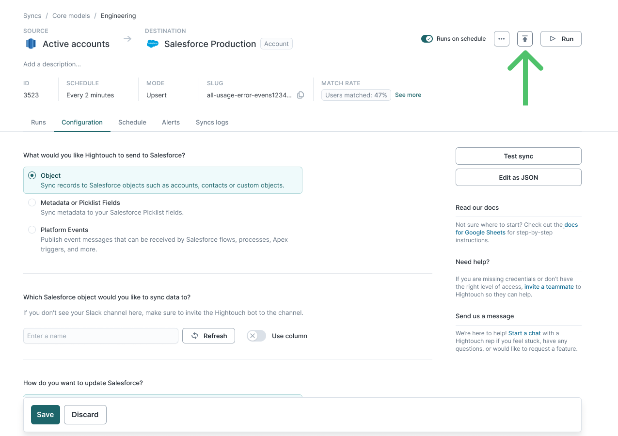 Deploying changes in the Hightouch UI