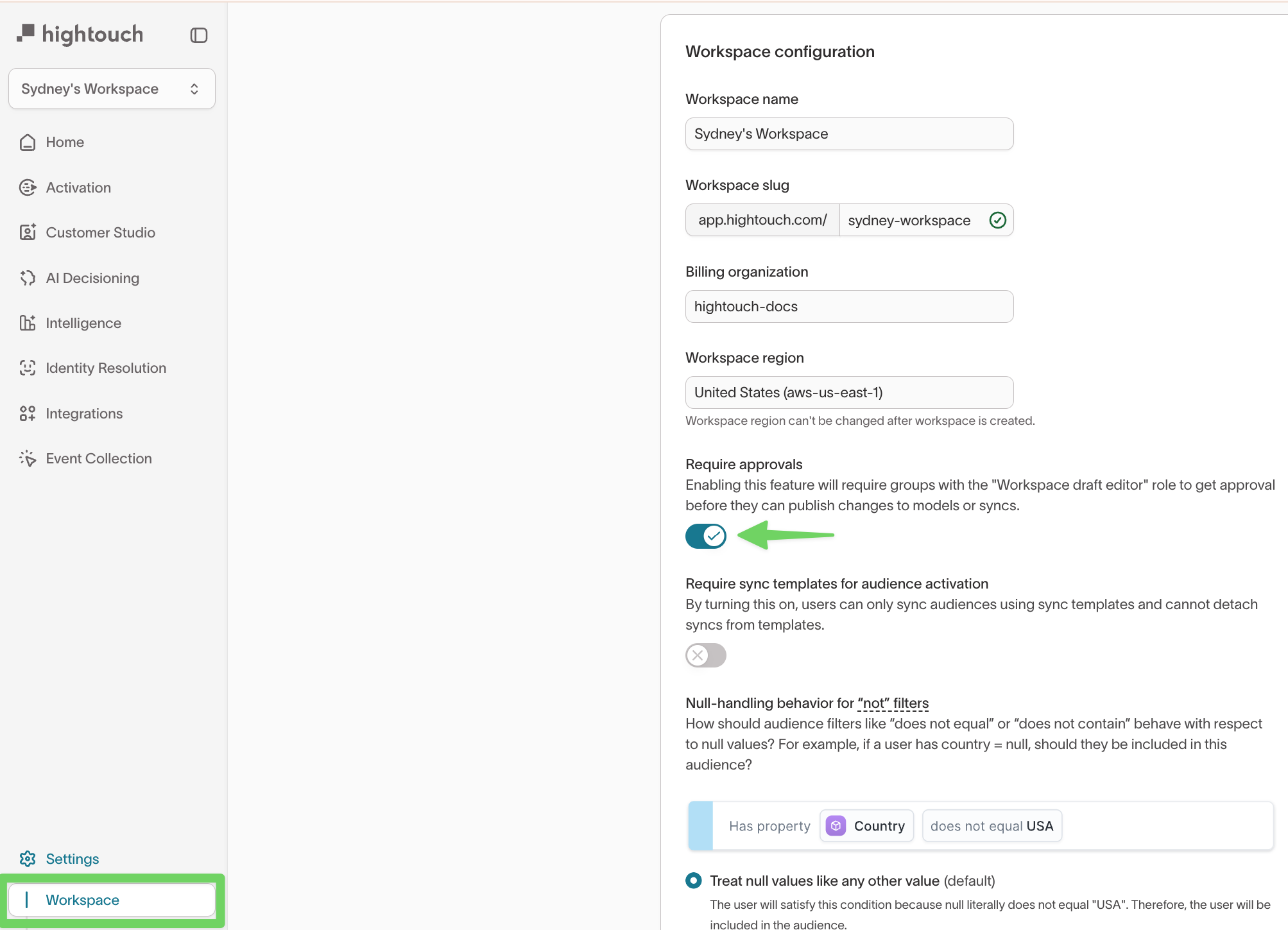 Require approval flow toggle